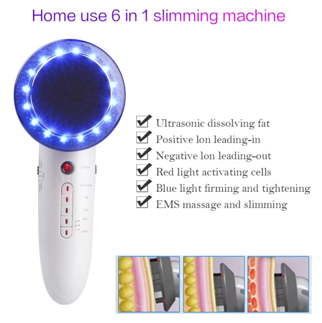 6 in 1 EMS Ultrasonic LED Cavitation Galvanic -Therapy Fat Burn