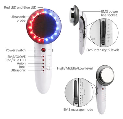 6 in 1 EMS Ultrasonic LED Cavitation Galvanic -Therapy Fat Burn